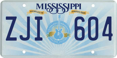 MS license plate ZJI604