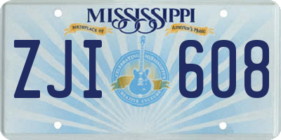 MS license plate ZJI608