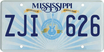 MS license plate ZJI626