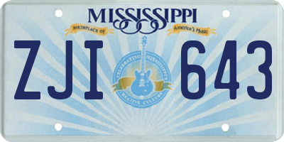 MS license plate ZJI643