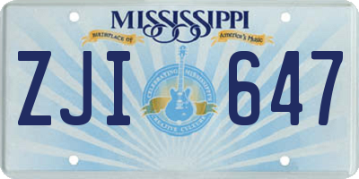 MS license plate ZJI647