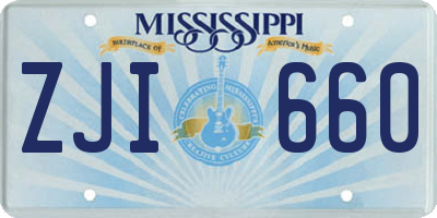 MS license plate ZJI660