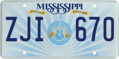 MS license plate ZJI670