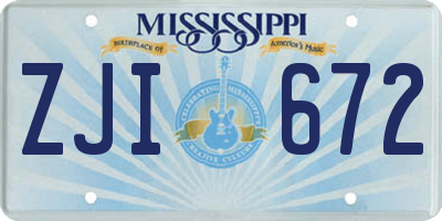 MS license plate ZJI672