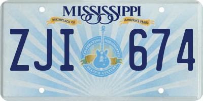 MS license plate ZJI674