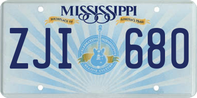 MS license plate ZJI680