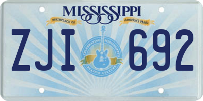 MS license plate ZJI692