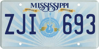 MS license plate ZJI693
