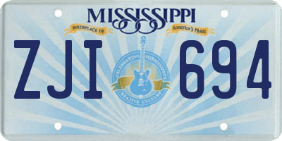 MS license plate ZJI694