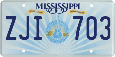MS license plate ZJI703