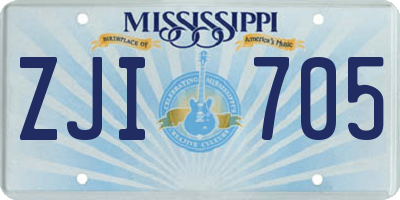 MS license plate ZJI705
