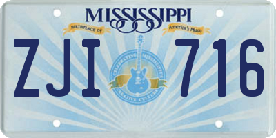MS license plate ZJI716