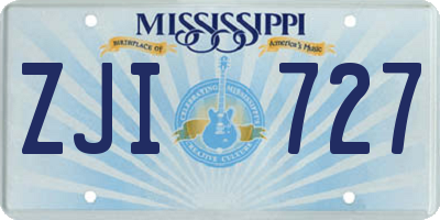 MS license plate ZJI727