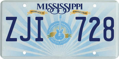 MS license plate ZJI728