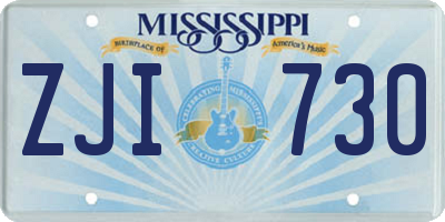 MS license plate ZJI730