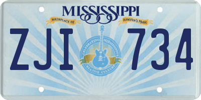 MS license plate ZJI734