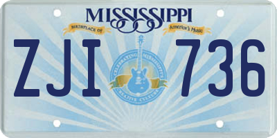 MS license plate ZJI736