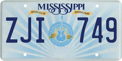 MS license plate ZJI749