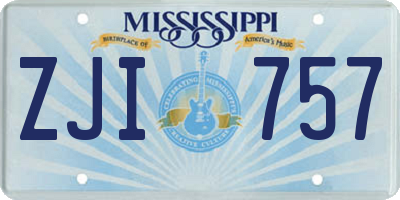 MS license plate ZJI757