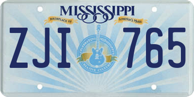 MS license plate ZJI765