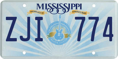 MS license plate ZJI774