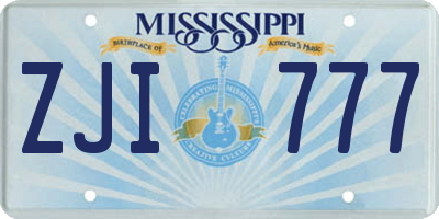 MS license plate ZJI777