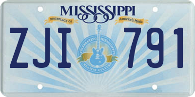 MS license plate ZJI791