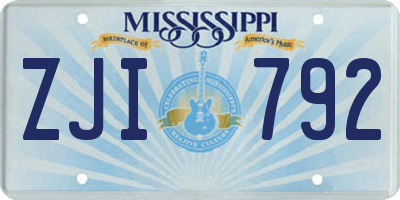 MS license plate ZJI792