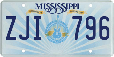 MS license plate ZJI796