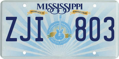 MS license plate ZJI803