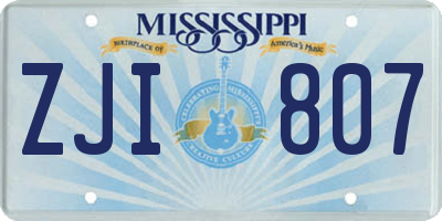 MS license plate ZJI807