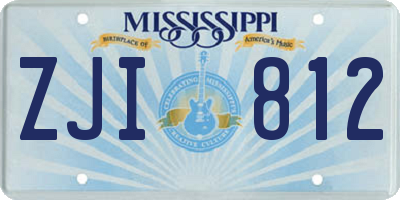 MS license plate ZJI812