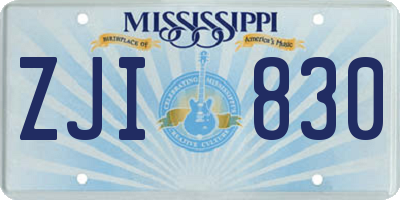 MS license plate ZJI830