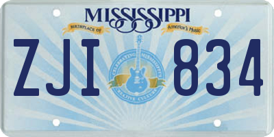 MS license plate ZJI834