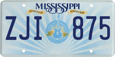 MS license plate ZJI875