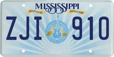 MS license plate ZJI910