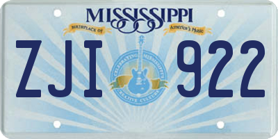 MS license plate ZJI922