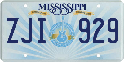 MS license plate ZJI929