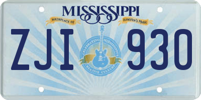 MS license plate ZJI930