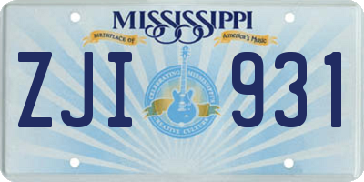 MS license plate ZJI931