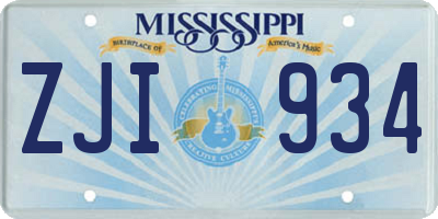 MS license plate ZJI934