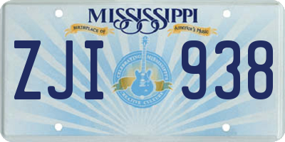 MS license plate ZJI938