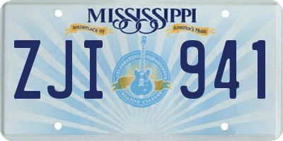 MS license plate ZJI941