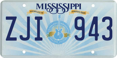 MS license plate ZJI943