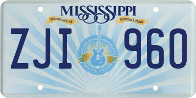 MS license plate ZJI960