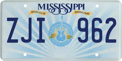 MS license plate ZJI962