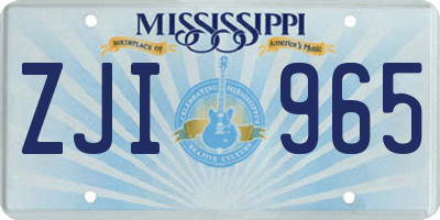 MS license plate ZJI965