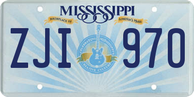 MS license plate ZJI970