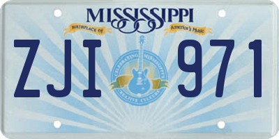 MS license plate ZJI971