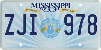MS license plate ZJI978